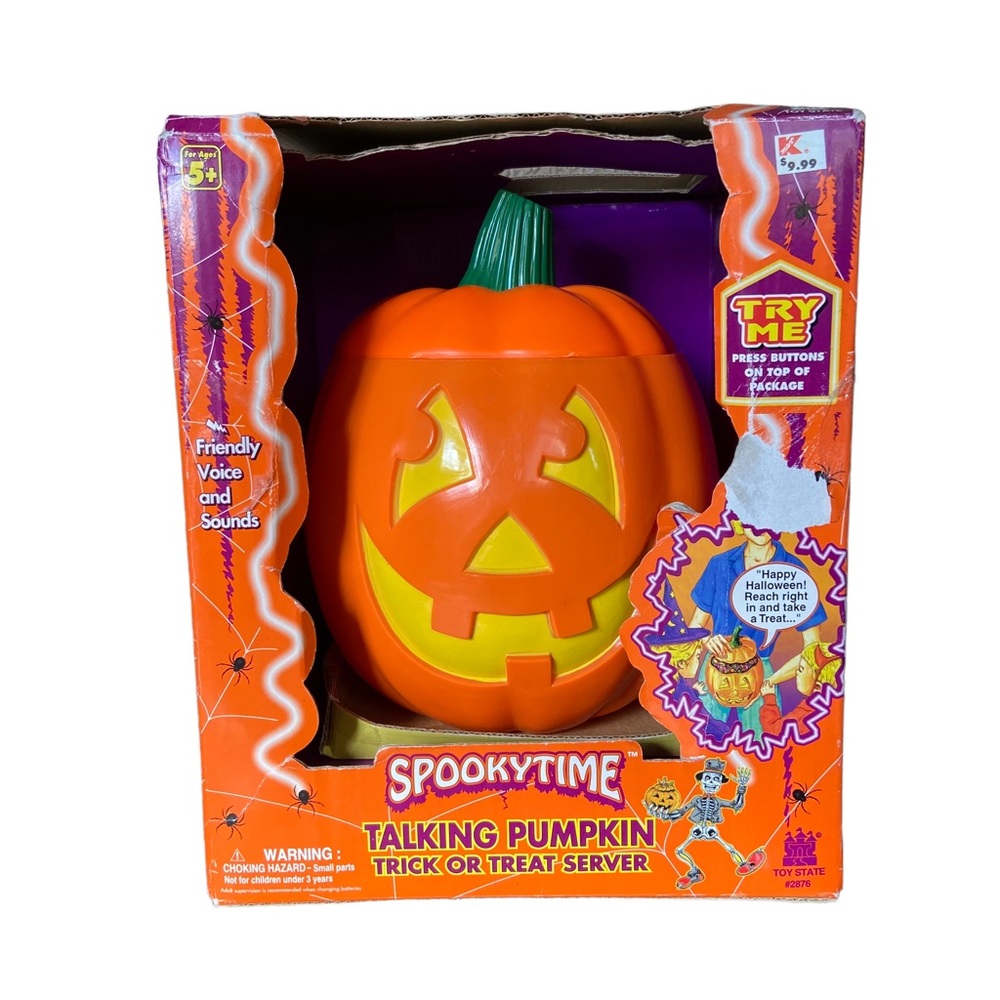 SPOOKYTIME Vintage Talking Halloween Pumpkin Trick or Treat Server 1999